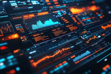 Futuristic Digital Interface with Data Visualization