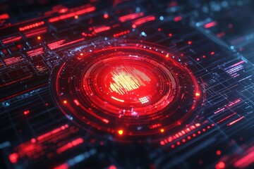 Red and Blue Futuristic Interface with Circular Interface
