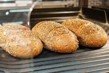 Whole grain bread loaves with seeds