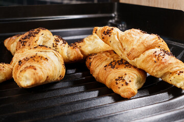 Freshly baked croissants with chocolate sprinkles