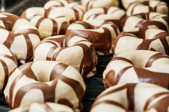 Chocolate and vanilla glazed donuts