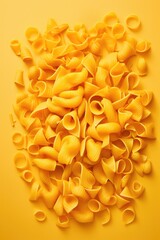 Uncooked pasta overhead close up view.
