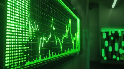 Fototapeta premium Green Stock Market Chart Display