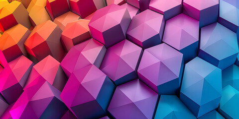 Futuristic 3D cube pattern backdrop with geometric shapes and vibrant colors