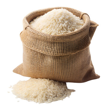 bag full of rice  isolated on white background , png format