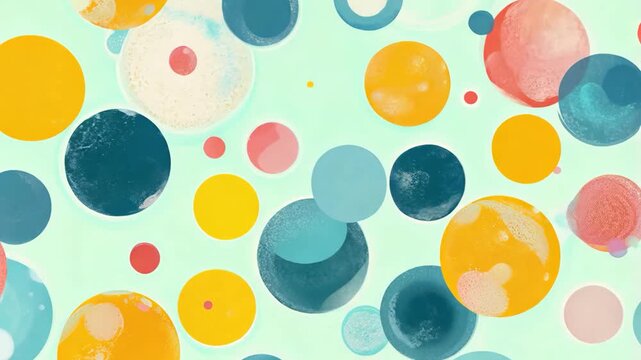 blue, yellow, red, carefree minimalist style circle ink paint  floating  with grungy texture abstract background 