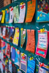 Fototapeta premium Community Bulletin Board Promoting Free Digital Literacy Classes with Colorful Flyers