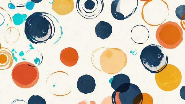 blue, yellow, white, carefree minimalist style circle ink paint  floating  with grungy texture abstract background 