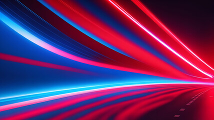 Fototapeta premium Illustration realistic abstract red light trail on blue background design.