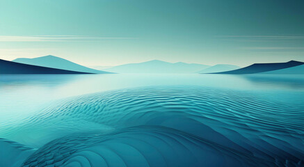 Tranquil Blue Mountains Under a Clear Sky at Dawn's Early Light. Minimalistic plot