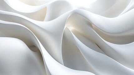 Obraz premium Abstract white background with flowing curves and light gradients, providing a serene and sophisticated look.