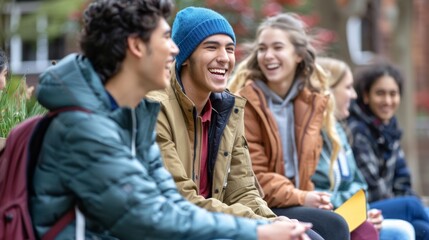 Happy Friends Talking and Laughing Together.