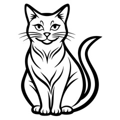 cat outline logo vector art illustration