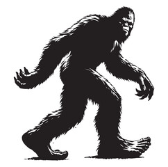 Bigfoot silhouette vector art.