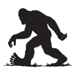 Bigfoot silhouette vector art.
