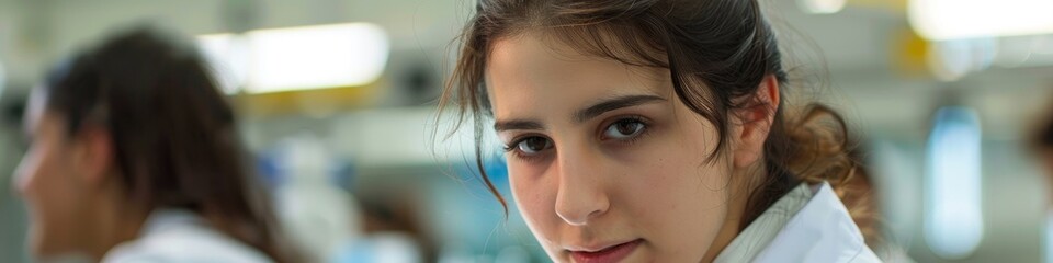 Fototapeta premium Graduate student engaged in real academic research acquiring practical experience in a genuine setting Blend of learning innovative exploration and broadened skills and intellectual boundar