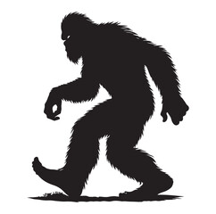 Bigfoot silhouette vector art.
