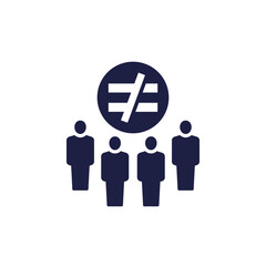 Customer demographics icon, people and pie chart