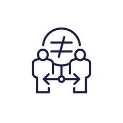 discrimination and inequality line icon on white