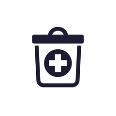 medical waste icon with a trash bin, vector pictogram