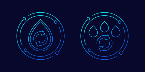 reuse water icons, linear vector design