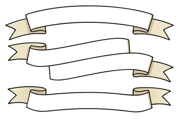 Three Blank Curved Banners with Tan Tails