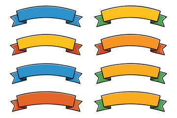 Fototapeta premium Set of Eight Blank Curved Ribbons with Different Colors