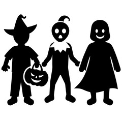 A sticker of A group of children in Halloween costumes