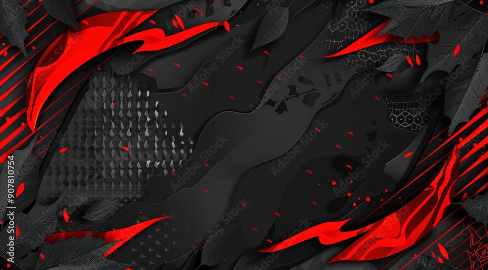 Sticker background with red and black spots