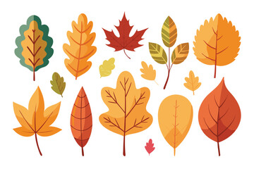 Fototapeta premium Collection of Autumn Leaves in Various Shapes and Colors