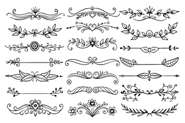 Hand-drawn Floral and Ornamental Dividers for Design Elements