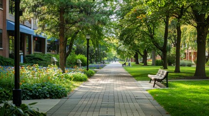 Obraz premium Sunny Path Through Green Park.