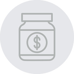 Donation Jar Vector Line Grey Circle Grey