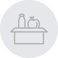 Charity Food Drive Vector Line Grey Circle Grey