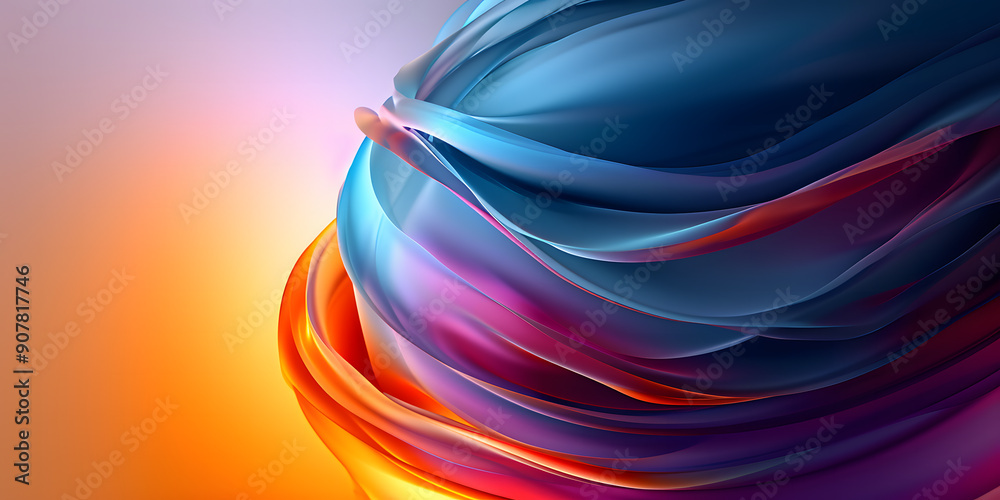 Poster Abstract backdrop with smooth flowing wave pattern in vibrant colors generated by artificial intelligence