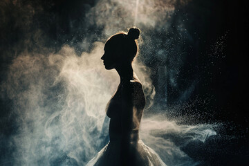 Obraz premium Generative AI picture of beautiful charming ballet dancer ballerina in stage ballroom gown