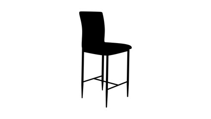 Bar Stool with Back, Black Insulated Silhouette