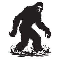 Bigfoot silhouette vector art.