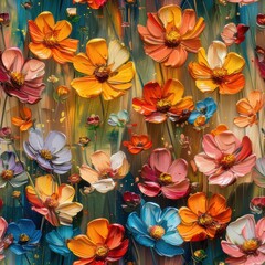 Abstract flowers pattern impressionism style 