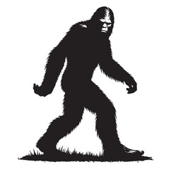 Bigfoot silhouette vector art.