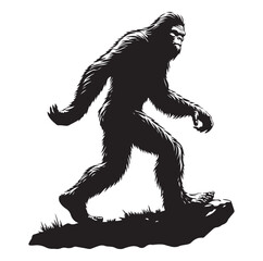 Bigfoot silhouette vector art.