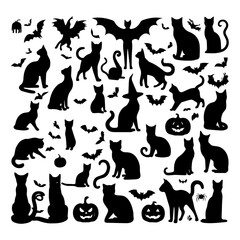 High quality illustration Collection  of halloween silhoute 