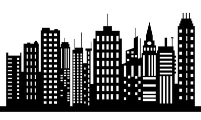 Fototapeta premium Famous City Buildings Silhouette Vector Material
