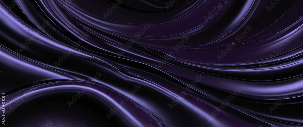 Canvas Prints purple abstract metallic liquid waves plain black background wide angle panoramic view backdrop copy