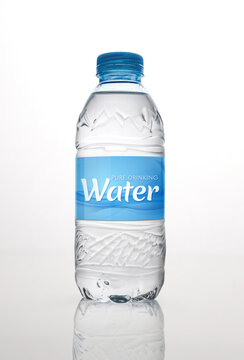 Close up of drinking water bottle with mock label. Clean and hygienically packed unbranded drinking water bottle.