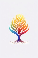 Beautiful , colourful rainbow tree icon, logo for diversity, environment, pretty graphic resource