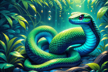 Fototapeta premium A fantastic landscape with a snake.