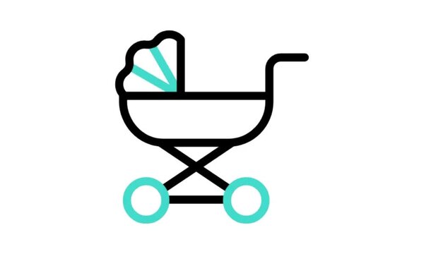 baby carriage on white background