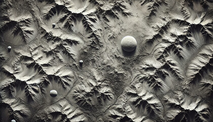 Close-up Texture of Mendelevium with Light Reflections and Shadows