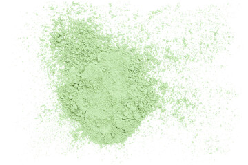 Green powder isolated on transparent background.